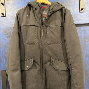 Victorinox Black Hooded Military Jacket